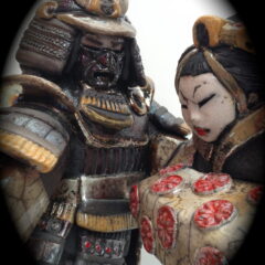 sculpture samouraï et geisha-Emmanuelle Not