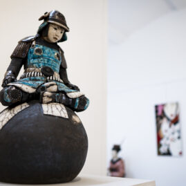 Samouraï - Esprit du monde - sculpture raku -Emmanuelle Not