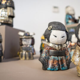 Geisha poupée - sculpture raku -Emmanuelle Not