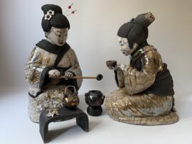 Geisha - Cérémonie du thé - sculpture d'argile - Emmanuelle Not
